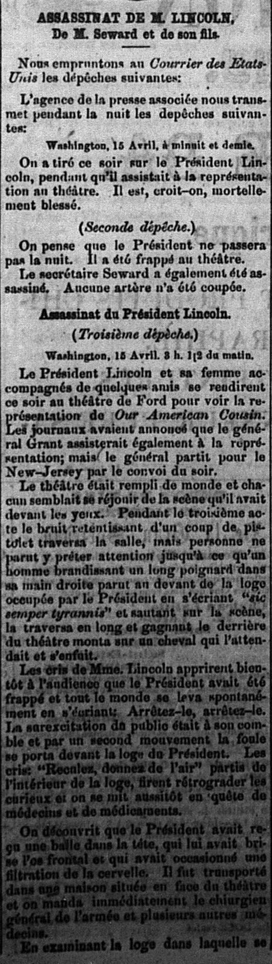 L'Estafette Journal Français Remembering Lincoln